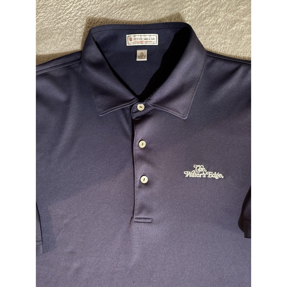 VTG Peter Millar Summer Comfort Polo Shirt Mens XL Navy Blue Golf Short Sleeve